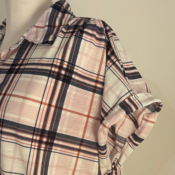 New York Laundry Pink & Black Plaid Button-Up Women’s Top - Picture 3 of 8